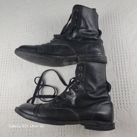 Bed Stu boots leather Cobbler Series men's US size 10 extra long tongue flap blk - Picture 6 of 8